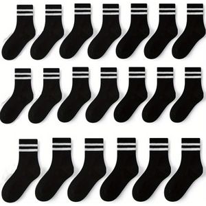 20 paar jongenskousen tot halverwege de kuit, ademend mesh, wit, 80% polyester, 20% spandex, kleur, gehele seizoen, gebreide stof, machinewasbaar, voor jongens' sportactiviteiten