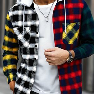 Heren Exclusief Cadeau: Nieuwe College Stijl Trendy Capuchon Vest met Contrasterende Kleur Multi-Patch Trekkoord Zak Ontwerp