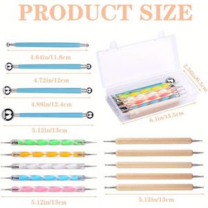 Dotting Tools Set met Doos, Stippenstiften voor Rock Painting, Pottery Clay Modellering en Nail Art