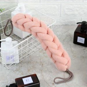 1pc gevlochten loofah rug schraper met touwhandvatten, lange stretch exfoliërende lichaamsspons, mesh douchegordijn voor mannen en vrouwen