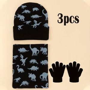 3-delige Jongens Set: Gebreide Muts + Sjaal & Handschoenen, Winter Warme Outfit