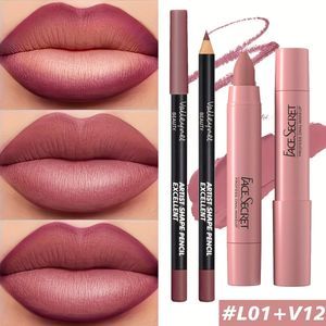 2 stuks/set Matte Fluweel Lippenstift - Langhoudend, waterdicht en niet plakkerig, diepe - en bruine tinten, roze tinten voor een alledaagse make-uplook