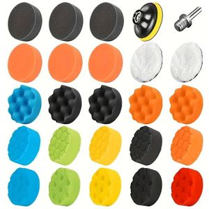 25pcs Drill Buffing Pad Set For Cars - Foam Polishing Kit For Sanding, Waxing & Detailing
