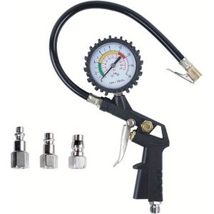 Bandenspanningsmeter met Europese en Japanse interfaces, 200 PSI luchtklem en compressor set, geschikt voor alle voertuigen, ideaal voor eigenaren en monteurs