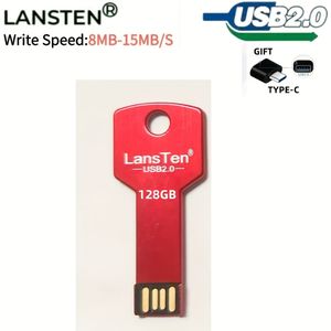 LansTen USB-, Hoge-snelheid USB 2.0-sleutel, Metalen geheugenstick, Draagbare , Multi-capaciteit (8GB/16GB/32GB/64GB/128GB) met Type-C-adapter voor computers, Zip-drive Pendrive