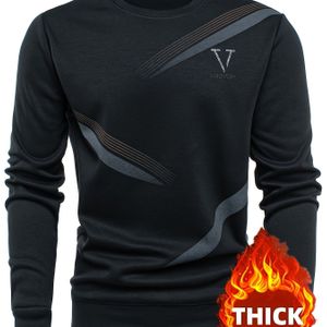 Heren Dikke Wintertrui - Dikke Pullover met Letter 'S' Engelse Decoratie, Ronde Hals Lange Mouwen Casual Truien Geschikt voor Thuis & Buiten, Wasmachinebestendige Kleding voor Koud Weer