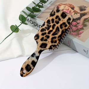 1pc Leopard Print Air Cushion Comb - Massage Scalp, Anti-tangling, Large Rubber Bristles, Abs Plastic Handle, For Normal Hair Types, Relaxing Grooming & Styling Tool, Leopard Print Hai