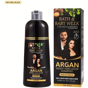 Zwartbruine Sneldyende Shampoo 500ml, Langdurige Kleuring, Binnen Minuten, Geschikt voor Hydraterende Formule van Alle Haartypes