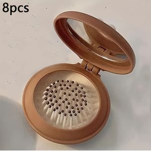 8-delige draagbare opvouwbare kam met spiegel, hoofdhuidmassage, luchtkussenontwerp, geschikt voor droge haar - Compacte mini-luchtkussenkam (13.8cm/5.43in)