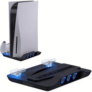 PS5 Koelventilator & Dubbel Controller Oplaadstation - Verbeterde Koelstandaard met USB-poorten voor PlayStation 5 UHD & Digitale Edities