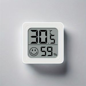 Compacte Digitale Hygrometer & Thermometer met Glimlachpictogram - Binnentemperatuur- en Vochtigheidsmater, Werkt op Batereijen (Niet Oplaadbaar), Duurzaam Plastic, 1x Stuk