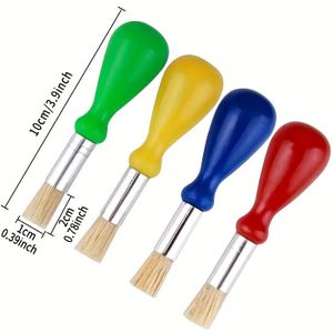 4 Gemakkelijk te Houden Verfkwasten, Kunstenaarskwasten met Handvatten voor DIY Schilderen, Knutselen, Kunst en Ambachten, Professioneel Gebruik