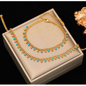 2pcs Elegant Jewelry Set, 18k Golden Plated Stainless Steel, Hypoallergenic Necklace And Bracelet, Style For Party And Banquet, Fashion Accessories