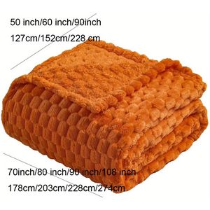 3D Jacquard Fleece Deken - Verbrand Oranje Ruitpatroon, 300GSM Superzacht Lichtgewicht en Scheurbestendige Gehele Seizoenen Dekentje voor Bank, Sofa, Bed, Stoel