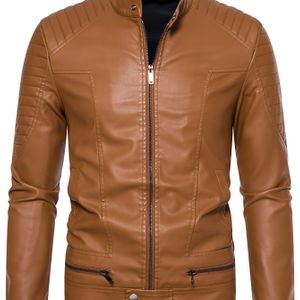 Heren Casual Imitatieleer Jas | Opstaande Kraag, Ritssluiting, Zakken, Voering, Kleur