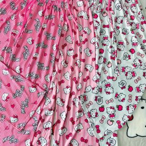 3 stuks Hello Kitty Gelicentieerde Dames Slaapbroekjes, Gestreept en Hartpatronen, Ideaal voor Thuis Slapen en Buiten Wandelen, Polyester Lange Broeken