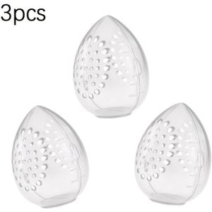 3 stuks Eivormige Plastic Make-up Spons- en Borstelorganizers met Ventilatiegaten - Draagbare Reisvriendelijke Cosmetica Opbergcontainers voor School, Dagelijks Gebruik - Wit & Roze