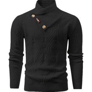 Iron OBM Heren Slim-Fit Gebreide Trui - 100% Polyester Hoge Elasticiteit, Knoopsluiting Kraag Lange Mouw Pullover voor Herfst/Winter, Casual Kleur