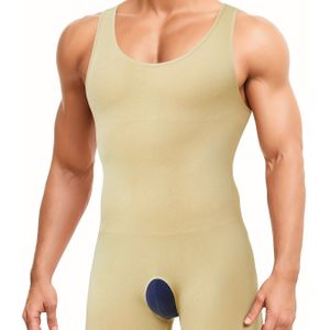 Junlan Heren Mouwloze Volledige Lichaamsvormende Ondergoed Aangepaste Compressie Bodysuit