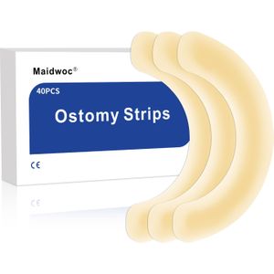 40 stuks Maidwoc Elastic Binder Strips, Versterkte Transparante Hydrocolloïde Kleefstrip, Zacht voor de Huid, Draagbaar, Comfortabele Pasvorm voor Drainagezak