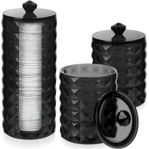 3-delige Houder Badkamercontainer, Bal Wattenstaafjes Dispenser, Doorzichtige Apothekerspotset voor Opslag van Ronde Pads en Flosstokjes