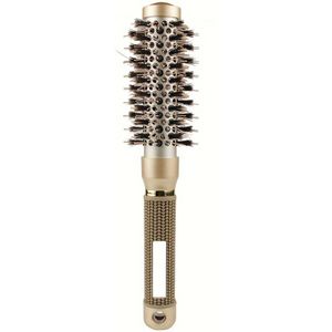 Heated Round Brush Set With Gold Aluminum Tube, Mane & Nylon Bristle Material, Metal & Abs Plastic Handle For Normal Hair - Sculpt Comb Type