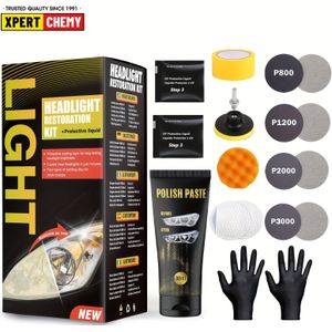 XPERTCHEMY Headlight Restoration Kit, Oplaadbaar Headlight Reparatie Set, Met Beschermende Coating, Komt Met Polijstpapieren En Polish Paste