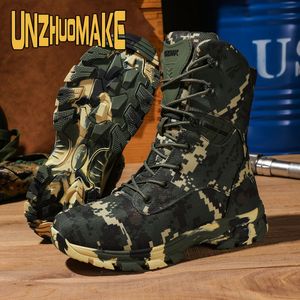 Heren Camo Outdoor Wandelschoenen - Antislip, Duurzaam, Vetersluiting met Rubberen , Perfect voor Jagen & Kamperen, Gebruik, Campinglaarzen | Camouflage Laarzen | Ritssluiting