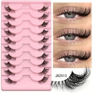 GROINNEYA 10 Paar Wimpers Transparante Band Wimpers Kattenoog Nepwimpers Korte Zachte 3D Mink Wimpers Zachte Natuurlijke Make-up