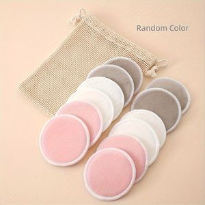 12 stks Herbruikbare Make-up Remover Pad Met Mesh Pouch Willekeurige Kleur