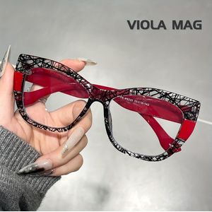 1 Paar Dames Retro Geometrische Brillen - Rood & Zwart Artistiek Ontwerp, Ultradunne PC-Lenzen, Metalen Scharnieren, Niet-Mode Brillen