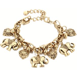 Vintage legering enkelbandjes voor vrouwen Hart Olifant hanger Charms ketting zomer voet enkel armband strand sieraden Zilveren kleur Gouden kleur