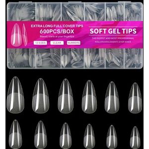 600 Stuks Gel X Nageltips/ Matte Acryl Nageltips Medium Amandelvormige Nepnagels Om Op Te Drukken Voor Nagelmanicures En Nagelkunst DIY