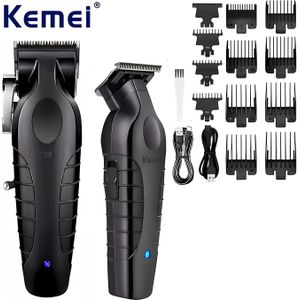 Kemei Professionele Draadloze Elektrische Trimmer Set met 0mm/0in , USB Opladen en Anti-Slip Textuur