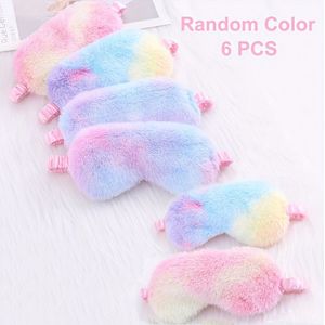 6 Zachte Slaapmaskers met Strikpatroon, Comfortabel en Pluizig Fluweel Oogmasker, Niet-Geëlektrificeerd Zacht Materiaal, Ritssluiting, Geschikt voor Reizen, Overnachtingen, Dutjes en Feesten