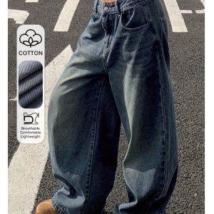 25AW Kerst Hot Donkerblauw Gewassen Losse Super Wijde Pijp Jeans, Ademend en Comfortabel, Casual Style, Geschikt voor Dagelijks Uitgaan en Reizen, Dagelijkse Outfit