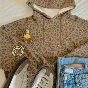 Dames Hoodie met Luipaardprint - Gezellige Lange Mouw Pullover met Trekkoord, Machinewasbaar, Casual Herfst/Winter Kleding, & Zwart , Perfect voor Casual Kleding