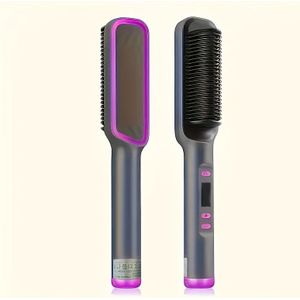 EU-stekker, grijze elektrische stijltang met warmtebescherming, voor zowel als nat haar, automatische uitschakelfunctie, ontworpen voor gladde styling