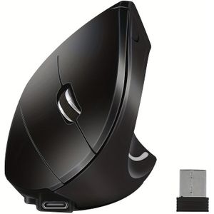 Rechtshandige Draadloze Ergonomische Gaming Muis met -C Oplaadbaar, Optische Tracking & Compatibel met 7/PC/Laptop/Desktop Computer - Rechtopstaande Muis voor Computer (Geen Oplader Inbegrepen)