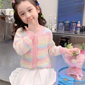 Meisjes Casual Crew Neck Color Block Lange Mouw Gebreide Polyester Trui, Medium Stretch, Rib-Knit, Regular Fit, voor Lente/Herfst