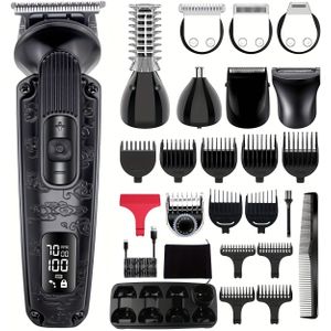 Hatteker Baardtrimmer Snorrentrimmer voor Mannen Haartrimmer Trimmelektrisch Scheermes Kabelloze Herencadeau Verzorgingsset met Gezicht Bod (Zwart)