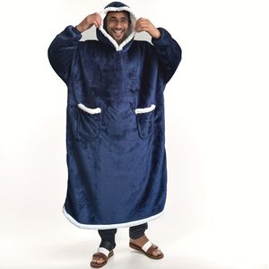 Flanellen deken met een maat van 48 inch, oversized en loszittend, met een capuchon, geschikt voor koppels, unisex nachtgoed.