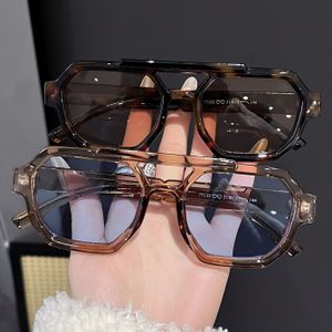 2 Paar Dubbele Brug Kunststof Montuur Meerkleurige Bohemien Stijl Casual Modebrillen Geschikt voor Dagelijks Accessoires