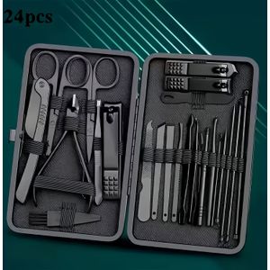 24- Nagelknipper Set Schoonheidstools, Een Set van 24 Stuks met Draagbaar Reisetui, Professionele Nagelknippers en Voetverzorgingsset, Reis Trimmen Gereedschapsset
