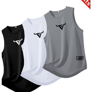 3pcs Men's Athletic Tank Tops - Quick-dry, Breathable Sleeveless Shirts In White, Maroon, Navy Blue With Logo, Lightweight Polyester For Gym, Running, Basketball