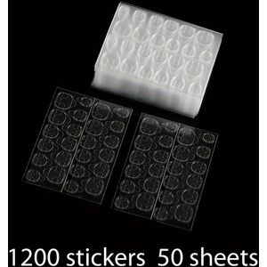 1200 Stickers 50 Vellen Jelly Lijm Ultra- Dubbelzijdige Gel Nagelstickers Super Sterk Gele Lijm Draagbare Nagelstickers Waterdichte Vaste Verwijderbare Nagelstickers