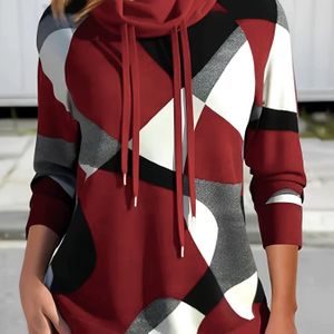 Elegante Sweatshirt met Lange Mouwen en Print, Eénstuk Kraag