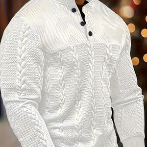 Heren Lente/Herfst Mode Jacquard - Blend Comfortabele Zachte Lange Mouw Nieuwe Outdoor Shirt met Elastische Zoom Geribbelde Patchwork, Geschikt voor Dagelijks Werk, Vakantie en Buitenshuis