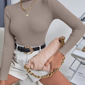 Slanke Hals Trui - Kleur Lange Mouwen Blouse, Hoge Elasticiteit voor Laagjes, Elegant Kantoor & Casual , Lente/Herfst Winter Pullover (Niet Nodig) - Handwasbare Kleur Top