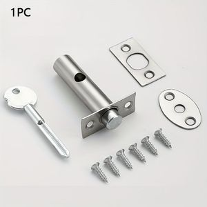 1pc Heavy-duty Invisible Door Lock With Key - Fireproof Metal Pipe Design, Sturdy Safety Bolt For Office & Doors, Includes Installation Hardware, Door Locks For Home